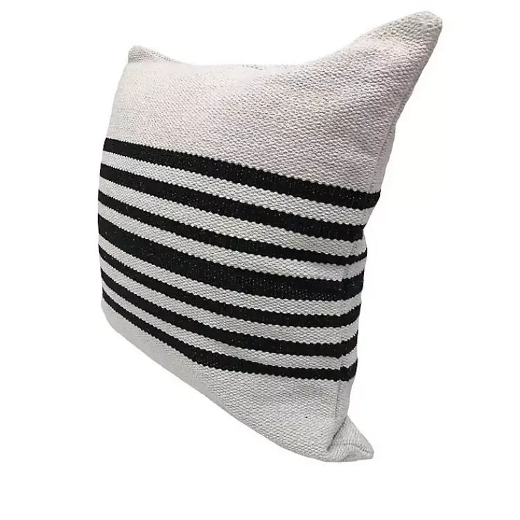 Pillows>Kirklands Home Black and White Striped Cotton Throw Pillow