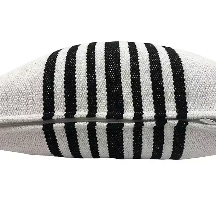 Pillows>Kirklands Home Black and White Striped Cotton Throw Pillow