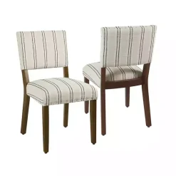Kirklands Home Black and Striped Dining Chairs, Set of 2 White