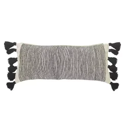 Pillows>Kirklands Home Black and White Striped Lumbar Pillow with Tassels