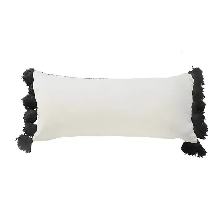 Pillows>Kirklands Home Black and White Striped Lumbar Pillow with Tassels