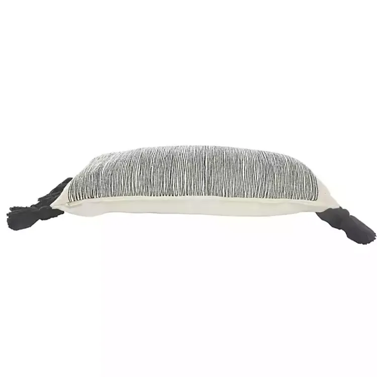 Pillows>Kirklands Home Black and White Striped Lumbar Pillow with Tassels