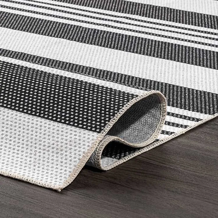 Kirklands Home Black and White Striped Washable Area Rug, 3x5 Outlet