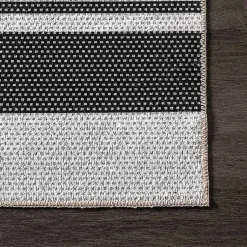 Kirklands Home Black and White Striped Washable Area Rug, 3x5 Outlet