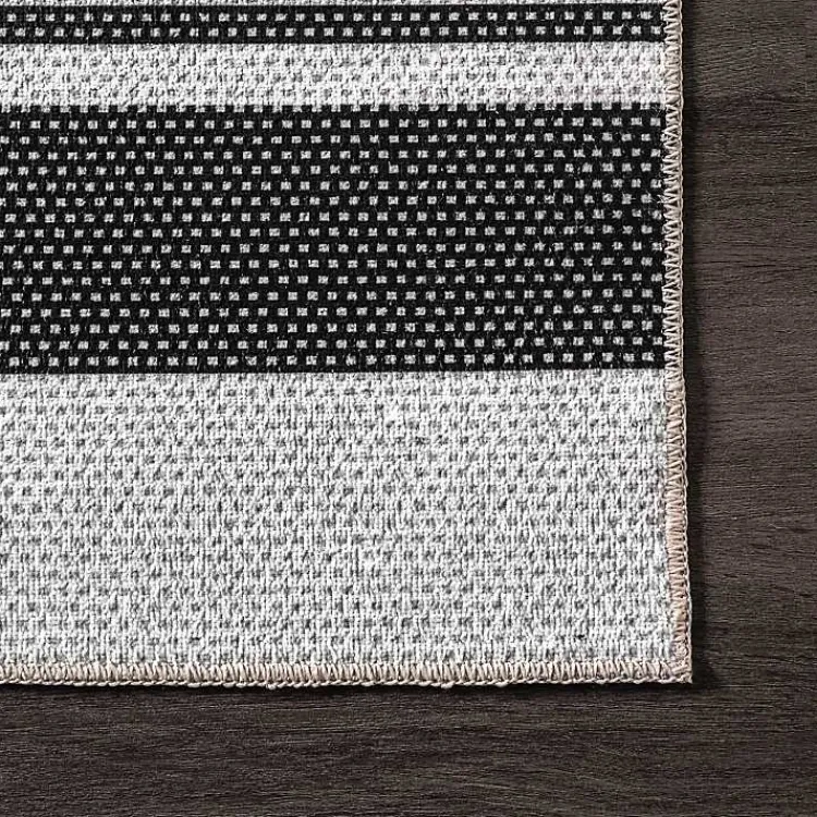 Kirklands Home Black and White Striped Washable Area Rug, 3x5 Outlet