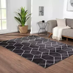 Kirklands Home Black and White Trellis Woven Area Rug, 6x9 Best