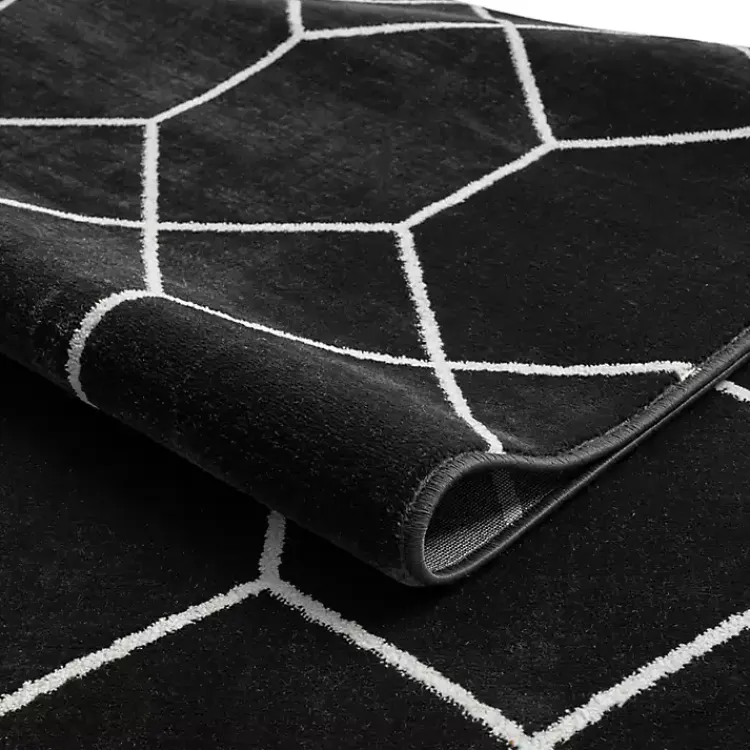 Kirklands Home Black and White Trellis Woven Area Rug, 6x9 Best
