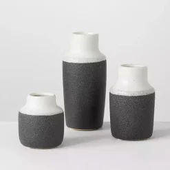 Vases>Kirklands Home Black and White Two Tone Ceramic Vases, Set of 3