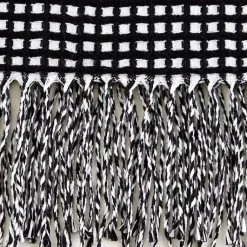 Blankets & Throws>Kirklands Home and White Waffle Knit Fringe Throw Black