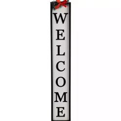 Outdoor Christmas Decorations>Kirklands Home Black and White Welcome Christmas Porch Board