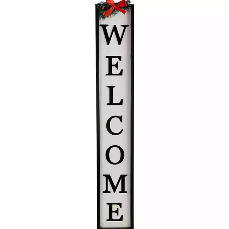Outdoor Christmas Decorations>Kirklands Home Black and White Welcome Christmas Porch Board
