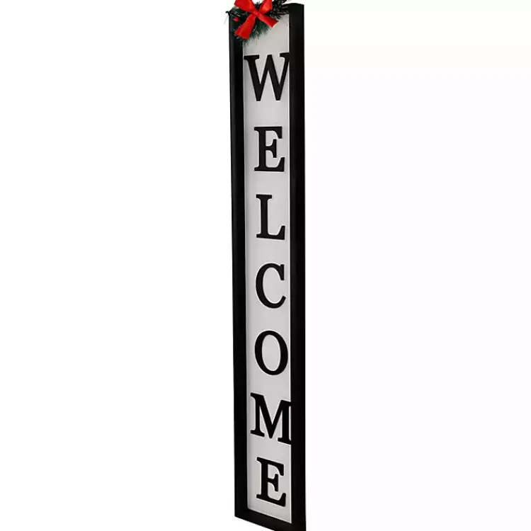 Outdoor Christmas Decorations>Kirklands Home Black and White Welcome Christmas Porch Board