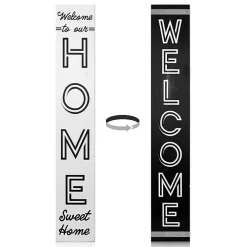 Kirklands Home Black and White Welcome Home Two-Sided Porch Board Sale