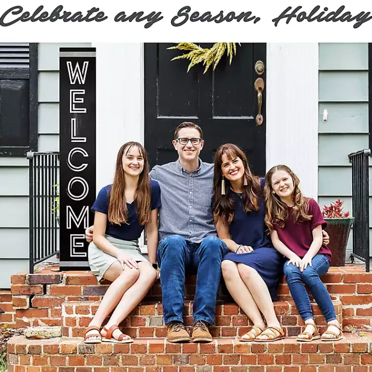Kirklands Home Black and White Welcome Home Two-Sided Porch Board Sale