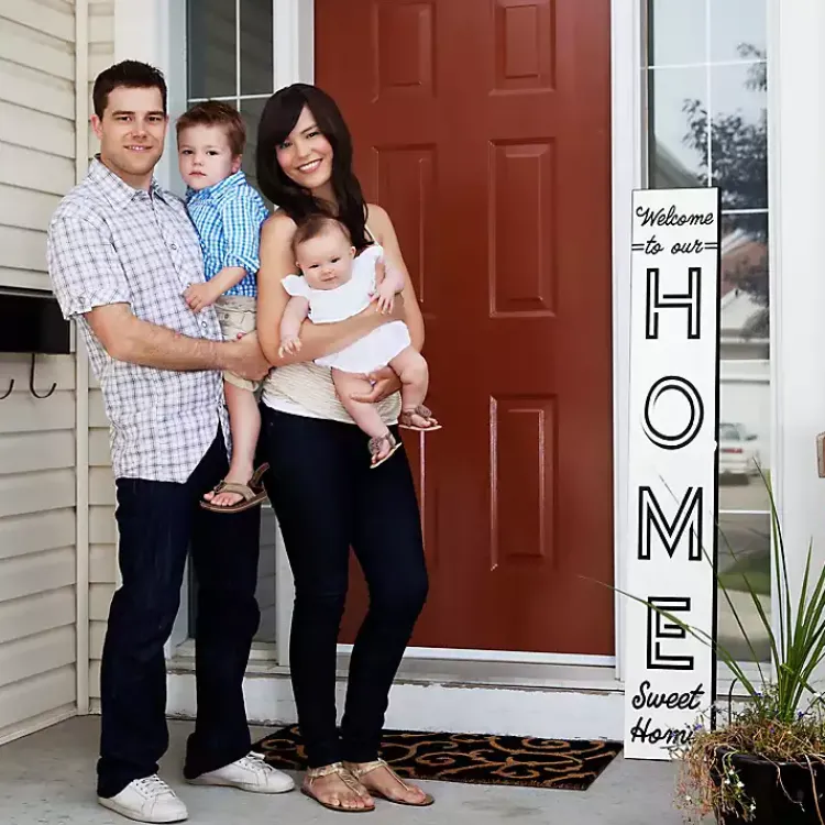 Kirklands Home Black and White Welcome Home Two-Sided Porch Board Sale