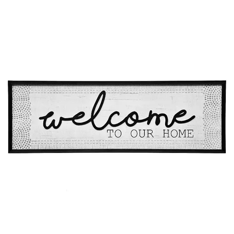 Kirklands Home Black and White Welcome to Our Home Framed Plaque Clearance