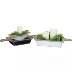 Decorative Bowls & Jars>Kirklands Home Black and White Wooden Base Bowls, Set of 3