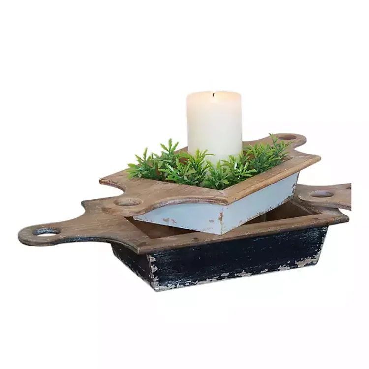 Decorative Bowls & Jars>Kirklands Home Black and White Wooden Base Bowls, Set of 3