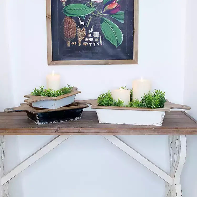 Decorative Bowls & Jars>Kirklands Home Black and White Wooden Base Bowls, Set of 3