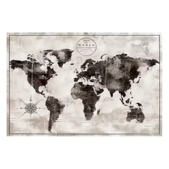 Kirklands Home Black and White World Map Giclee Canvas Art Print Hot