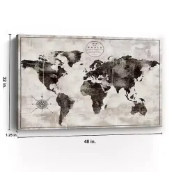 Kirklands Home Black and White World Map Giclee Canvas Art Print Hot