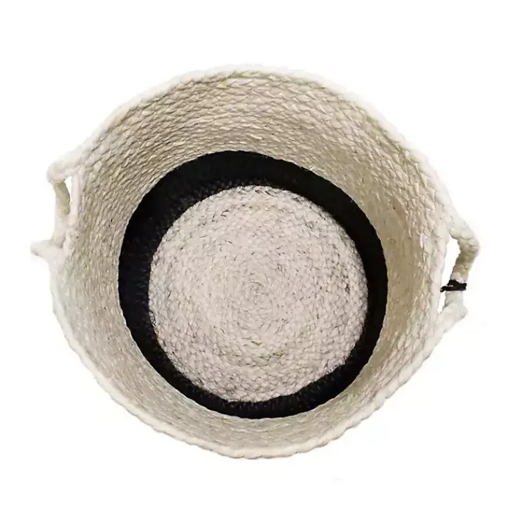 Baskets & Boxes>Kirklands Home Black and White Woven Basket with Tassel, 19 in.
