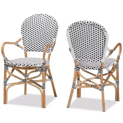 Kirklands Home Black and White Woven Dining Chairs, Set of 2 Clearance