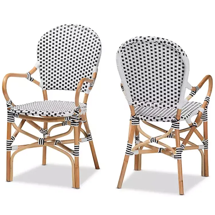 Kirklands Home Black and White Woven Dining Chairs, Set of 2 Clearance