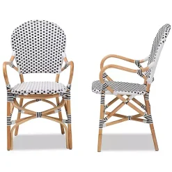 Kirklands Home Black and White Woven Dining Chairs, Set of 2 Clearance