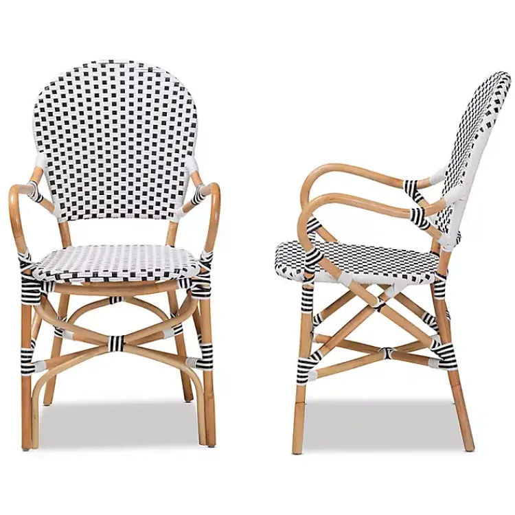 Kirklands Home Black and White Woven Dining Chairs, Set of 2 Clearance