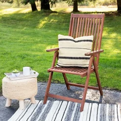 Kirklands Home Black and White Woven Stripe Indoor/Outdoor Pillow Discount