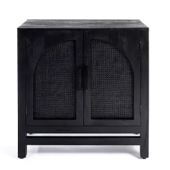 Kirklands Home Arch Cane and Wood Cabinet Black Discount