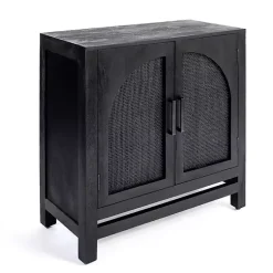 Kirklands Home Arch Cane and Wood Cabinet Black Discount