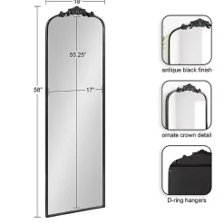 Kirklands Home Black Arch Ornate Crown Full Length Wall Mirror