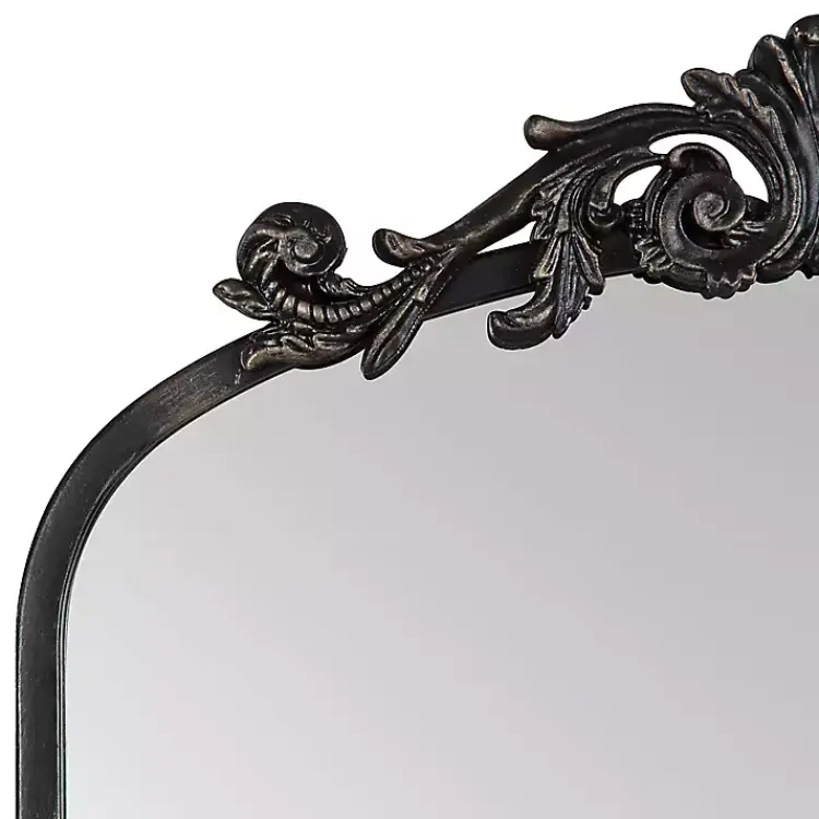 Kirklands Home Black Arch Ornate Crown Full Length Wall Mirror