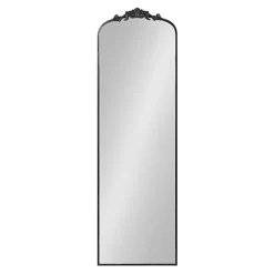 Kirklands Home Black Arch Ornate Crown Full Length Wall Mirror