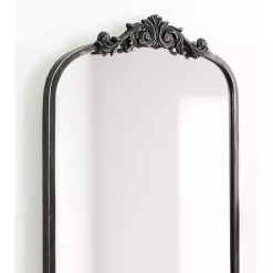 Kirklands Home Black Arch Ornate Crown Full Length Wall Mirror