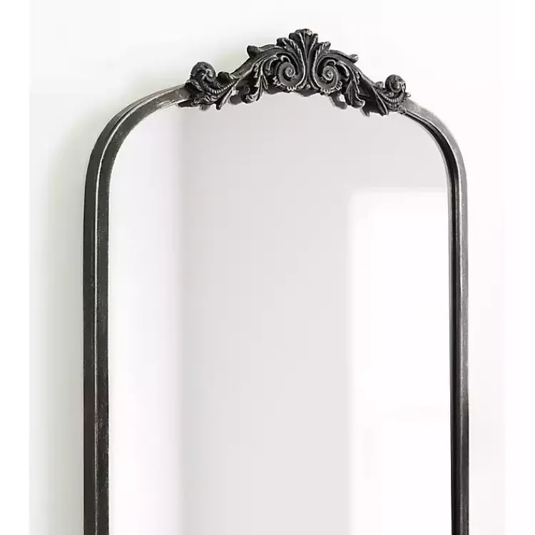 Kirklands Home Black Arch Ornate Crown Full Length Wall Mirror