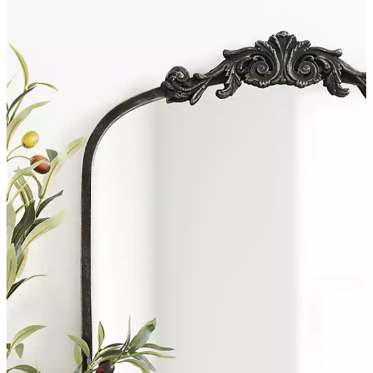 Kirklands Home Black Arch Ornate Crown Full Length Wall Mirror