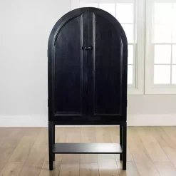 Kirklands Home Black Arch Wood Bar Cabinet Outlet