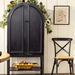 Kirklands Home Black Arch Wood Bar Cabinet Outlet