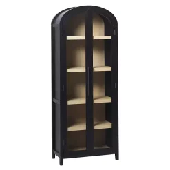 Kirklands Home Arched Glass Doors Chantelle Bookcase Black Hot
