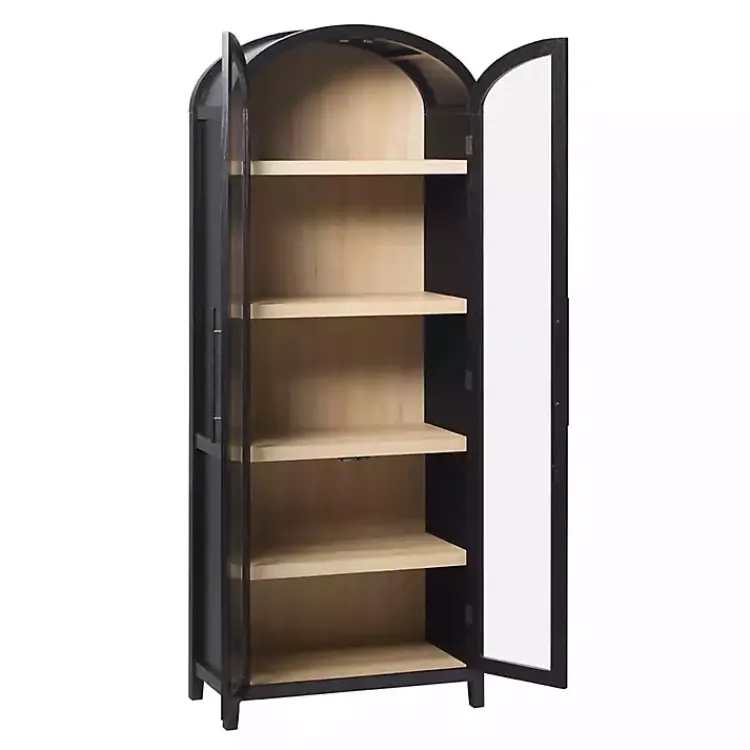 Kirklands Home Arched Glass Doors Chantelle Bookcase Black Hot