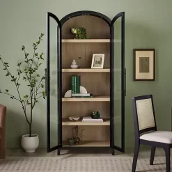 Kirklands Home Arched Glass Doors Chantelle Bookcase Black Hot