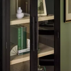 Kirklands Home Arched Glass Doors Chantelle Bookcase Black Hot