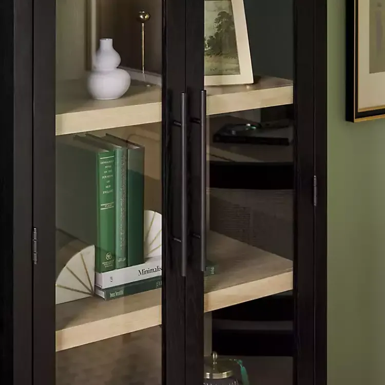 Kirklands Home Arched Glass Doors Chantelle Bookcase Black Hot