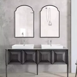 Kirklands Home Arched Scallop Edge Wall Mirror Black Clearance