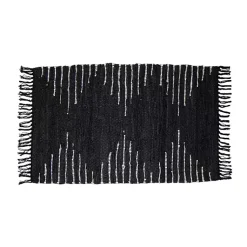 Kirklands Home Black Artisanal Leather Diamond Scatter Rug Outlet