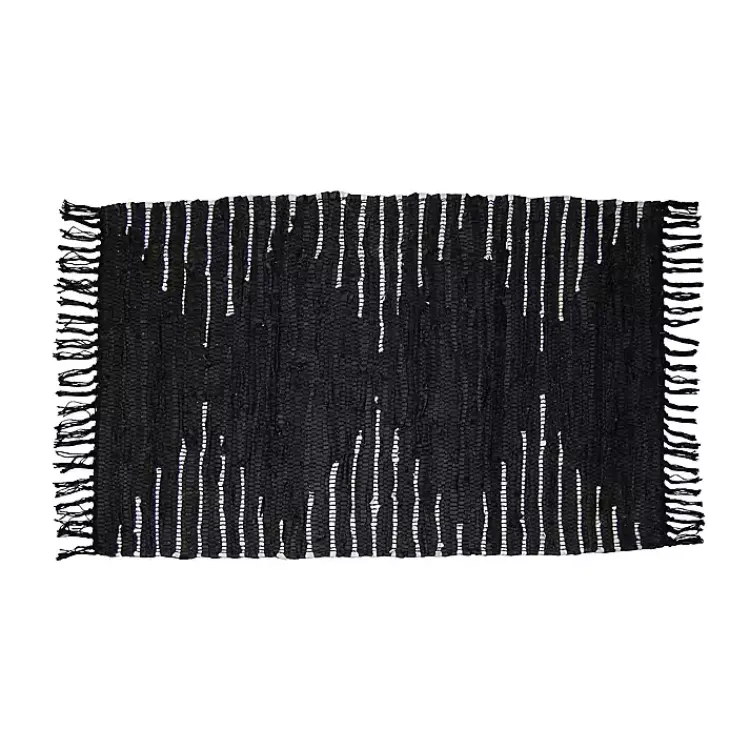 Kirklands Home Black Artisanal Leather Diamond Scatter Rug Outlet