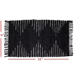 Kirklands Home Black Artisanal Leather Diamond Scatter Rug Outlet